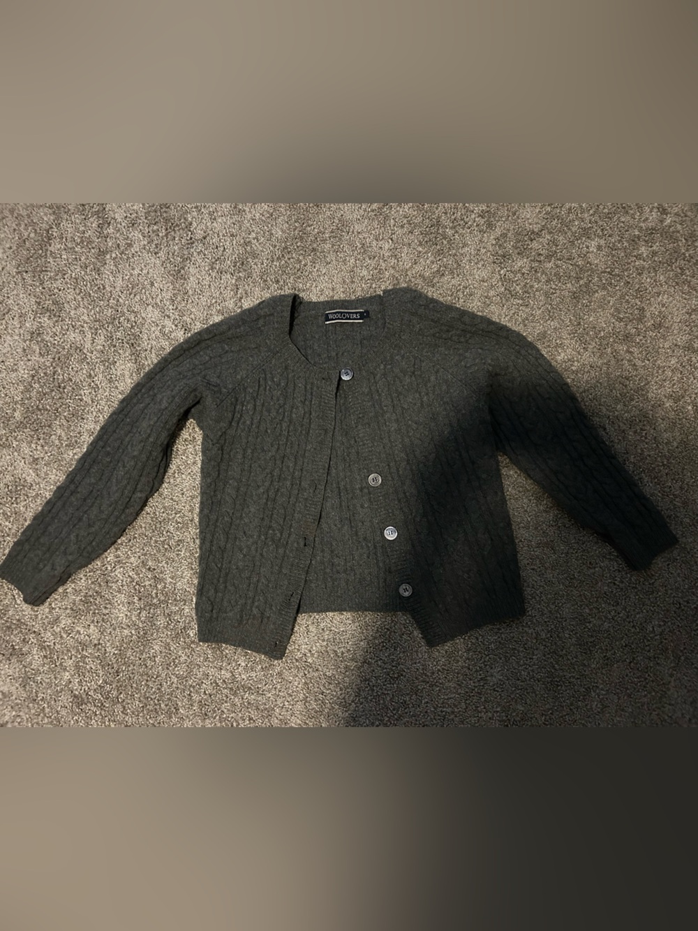 Woolovers women’s cable knight grey cardigan